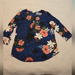 Van Heusen Floral Long Sleeve Blouse Sz S/P 100% Polyestet